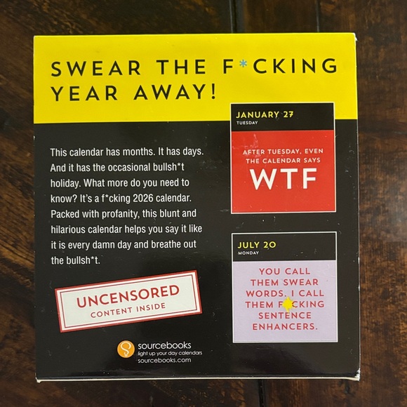 2026 Zero F*cks Calendar - Yellow and Black - Picture 2 of 3